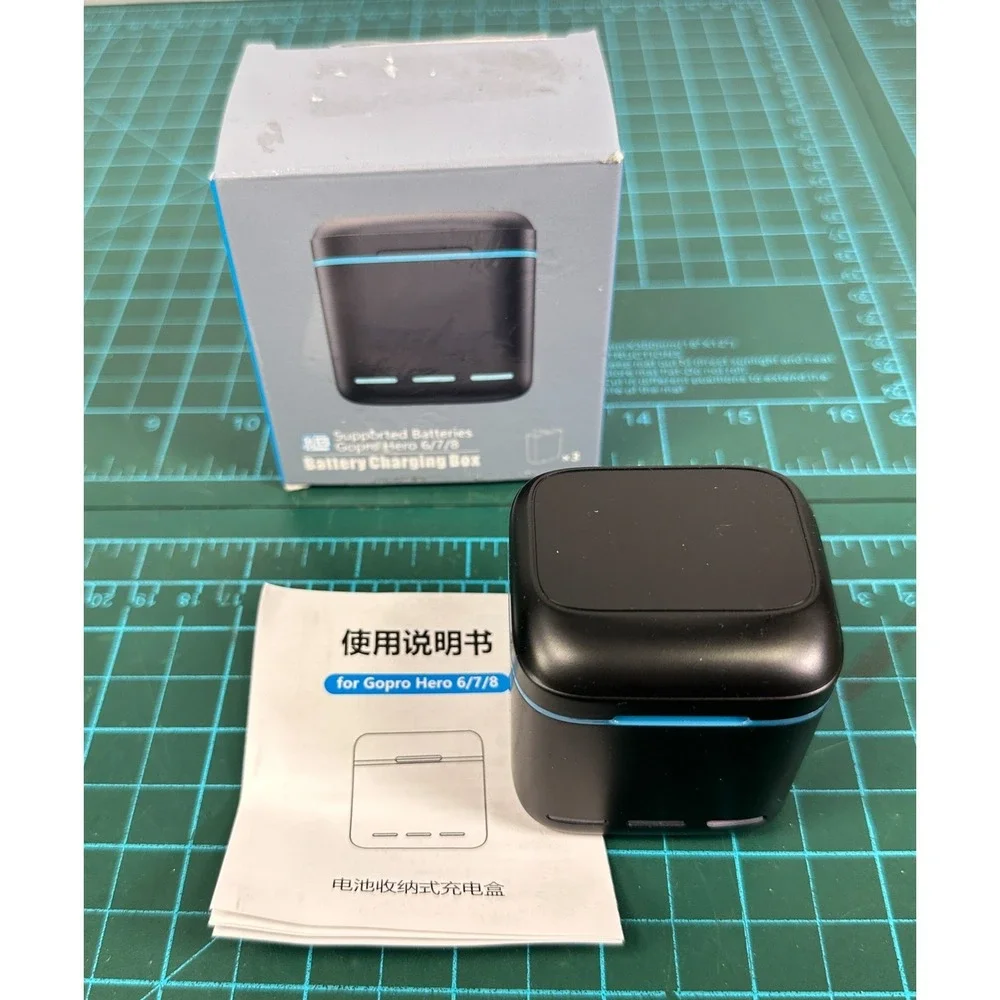 GoPro Hero 8 7 6 5 Triple Battery Charger Box Case Dock 2 Backup Batteries Kit